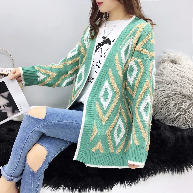 Fashion Female Women's Long Loose Cardigan Patchwork Hooded Sweater Winter Clothes Clothing Outerwear 2019 |