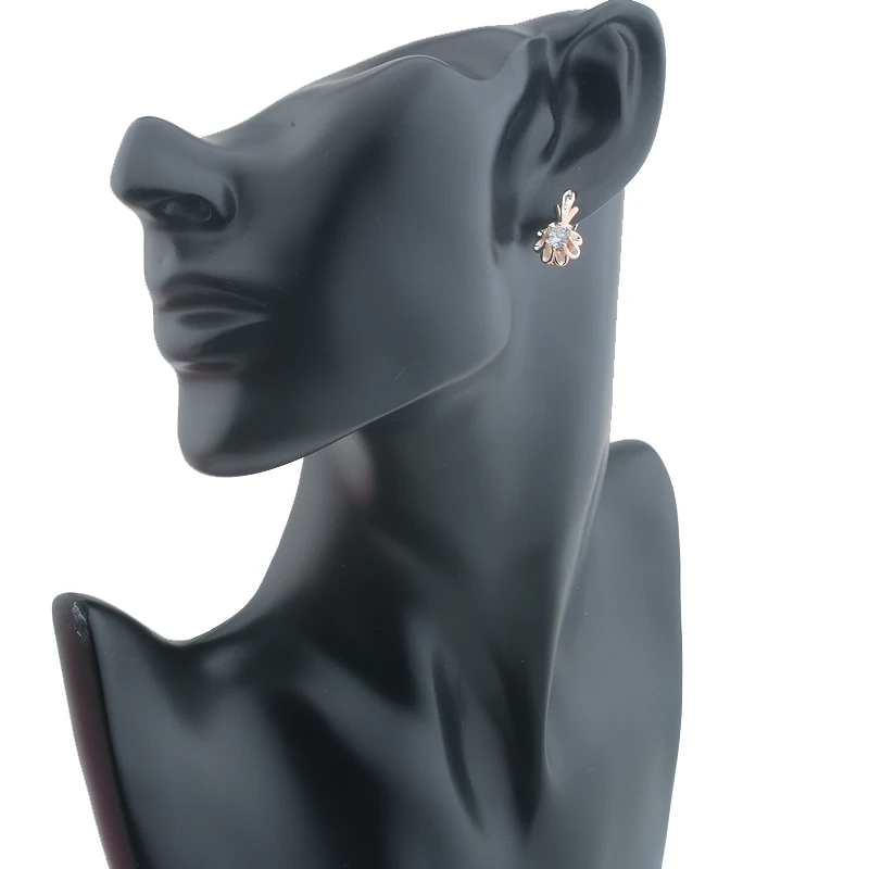 Женские серьги-подвески FJ с белыми цветами цвета розового золота 585 пробы |