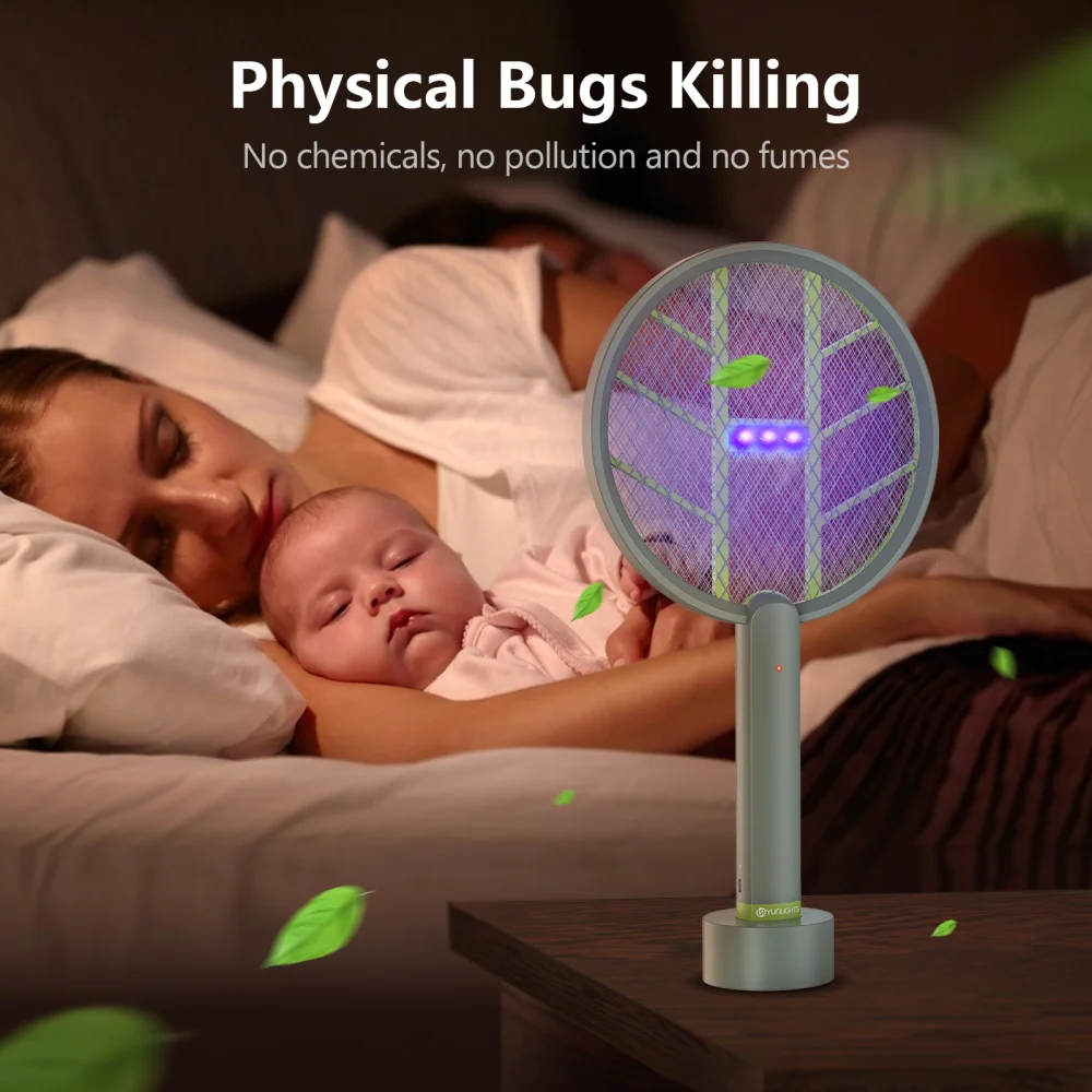 

2pcs Electric Mosquito Swatters 3-in-1 Fly Killer 1600mAh Bug Zapper Racket 3500V Dual Function Mosquito Swatter & Mos