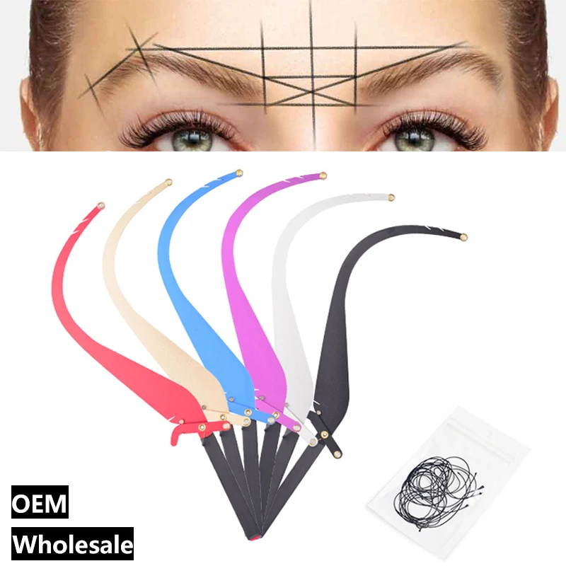 

New Microblading Line Marker Ruler with 10pcs Thread Lines Eyebrow Design Measuring Ruler Set Permanent Makeup Supplies