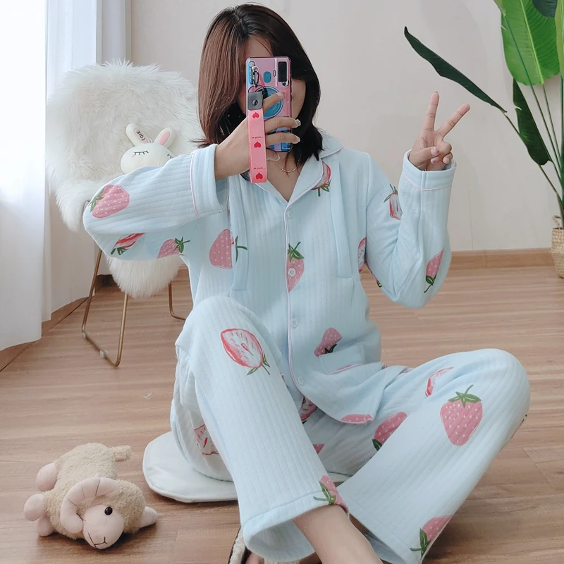 Хлопковая одежда для беременных/одежда сна мягкая теплая Пижама грудного