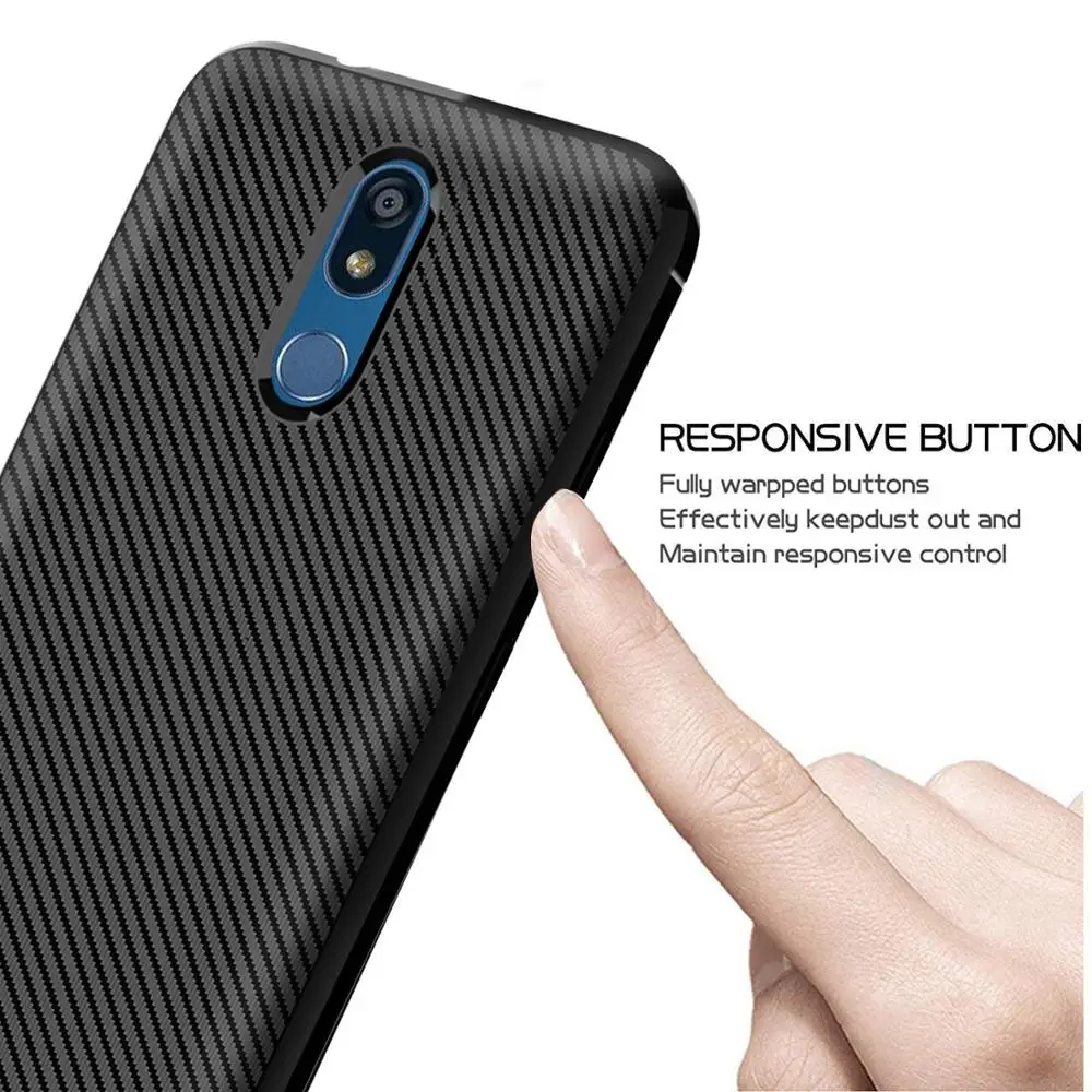 Чехол для телефона LG k 12 Plus K 40 stylo 5 из углеродного волокна ТПУ противоударный