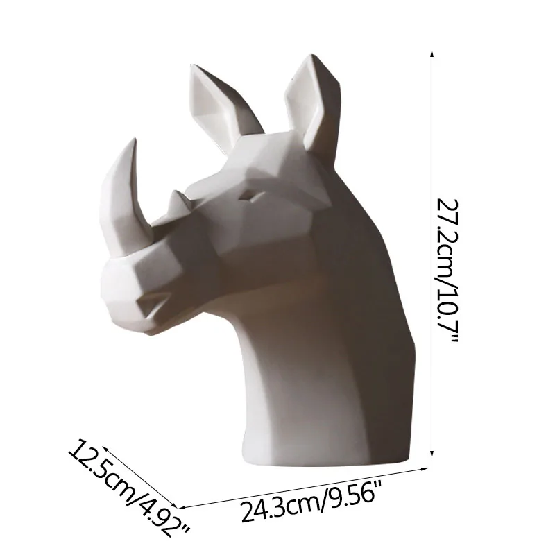 

Strongwell Modern Abstract Nordic Animal White Rhino Head Decoration Sculpture Minimalist Living Room Decoration Furnishings