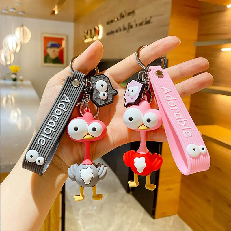 Брелок для ключей с мультяшными животными большим глазом страусом милым жирафом