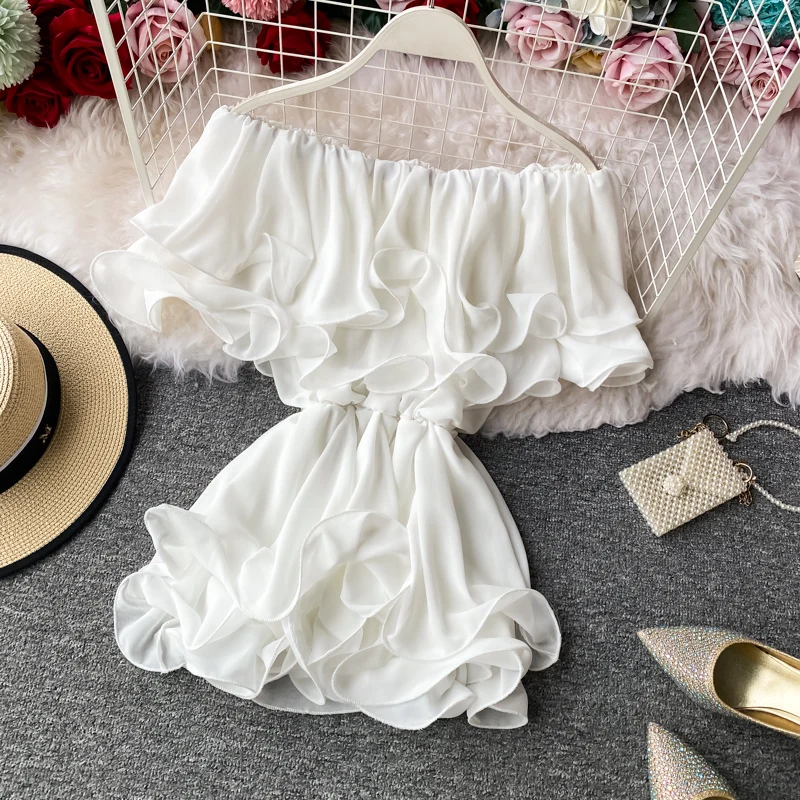 Шифоновая женская рубашка HISUMA с вырезом лодочкой и рукавами-бабочками оборками