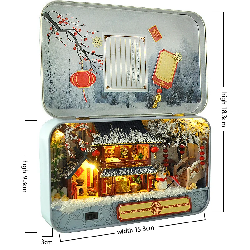 

Diy Miniature Dollhouse Kit Theatre Box Four Seasons Roombox House Christmas Gift Toys For Children Adult Doll House Furniture