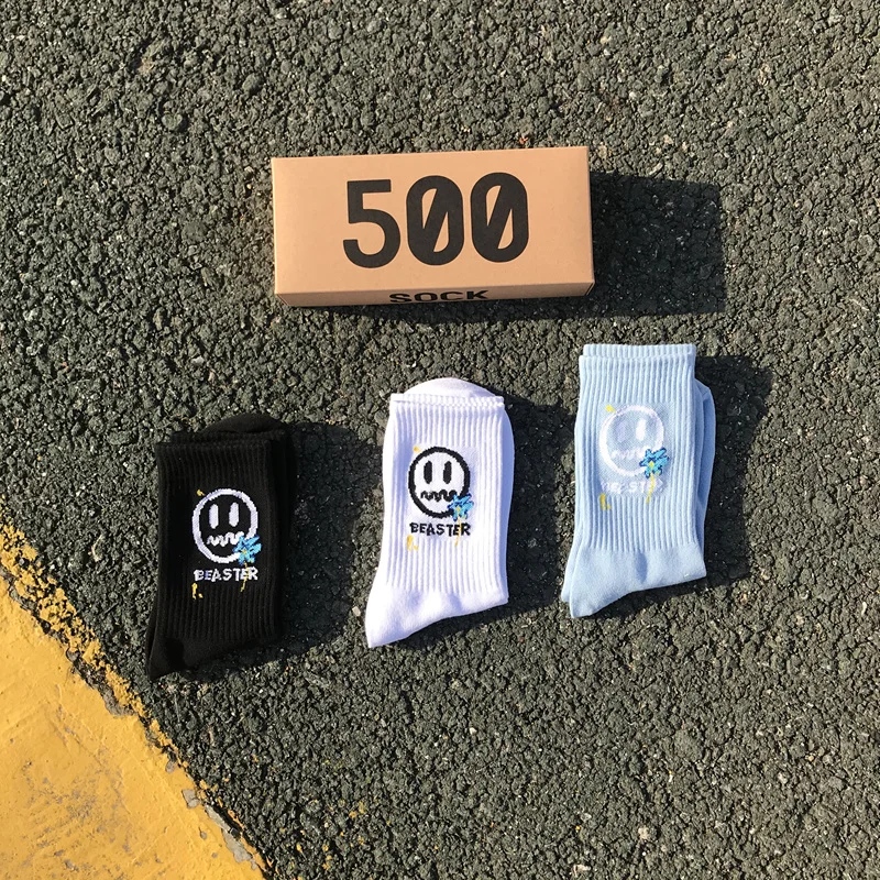 Носки с мультяшными смайликами женские и мужские спортивные носки удобные