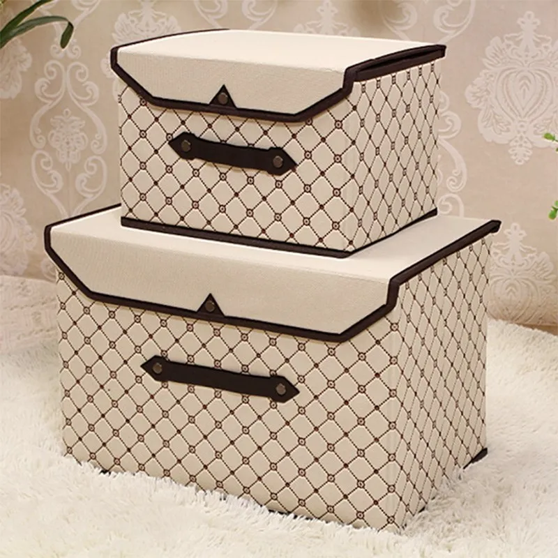 

Fabric Printing Folding Storage Box Thickened Non-woven Storage Box with Lid Clothes Storage Box Sundries Storage Box