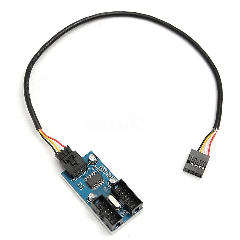 

9Pin Motherboard Extension Board 1 to 2 USB Port Splitter Ports Multiplier