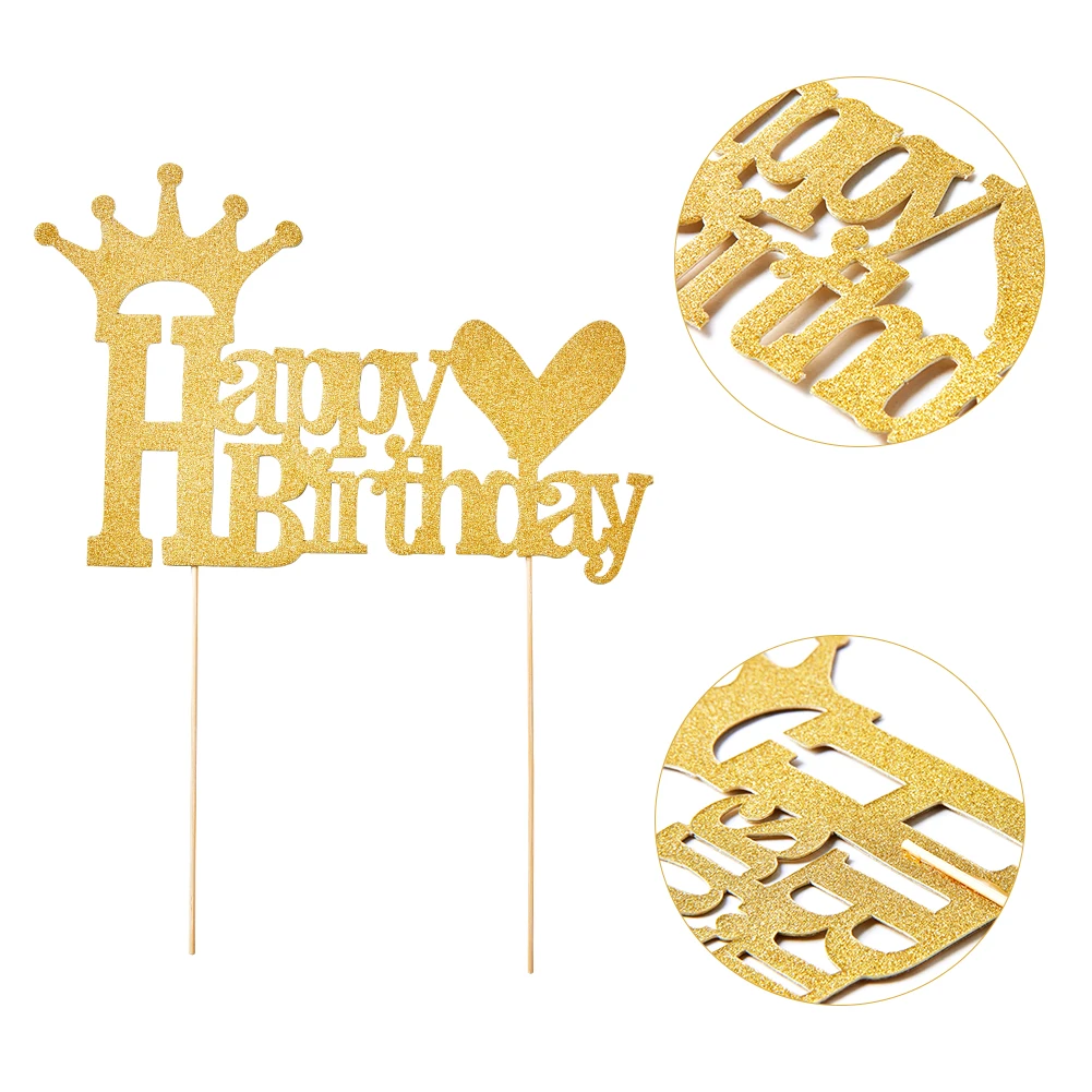 

1pcs Princess Birthday Party Cakes Toppers Crown Happy Birthday Letter Royal Customized Decorations Wedding Baby Shower Supplies