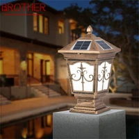 brother outdoor solar post light modern patio pillar led waterproof lighting for lawn garden fence gate porch courtyard