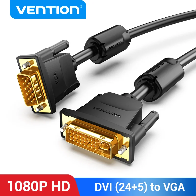 Vention DVI to VGA Cable 1080P 60Hz DVI-I 24+5 DVI Male to VGA Male Adapter Converter for Laptop Monitor Cable DVI VGA Cable