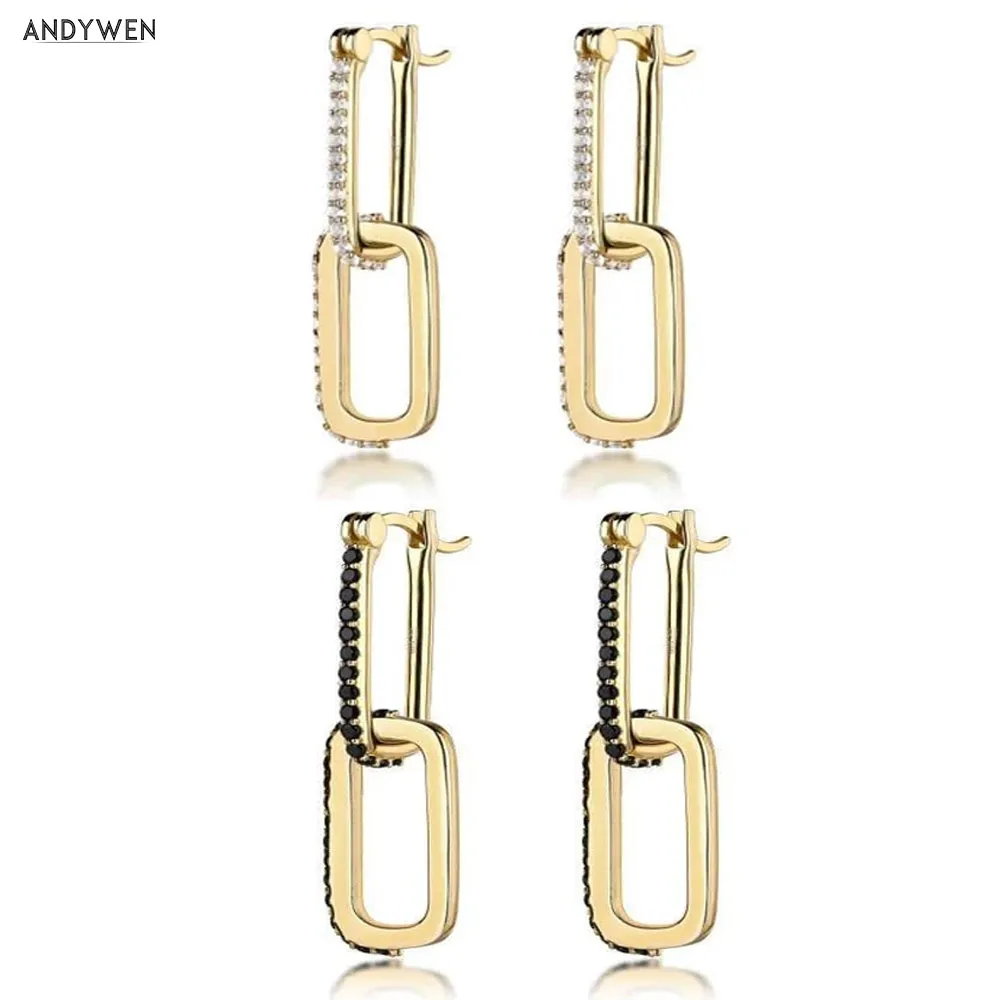 Серьги-подвески ANDYWEN серебристые и золотистые серьги-кольца неправильной формы