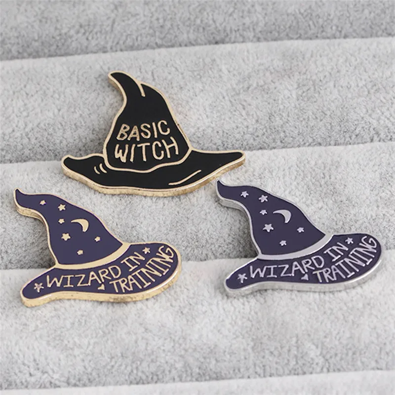 4 шт. простая брошь ведьмы волшебника шляпа Звезда Луна Эмаль Булавка украшения