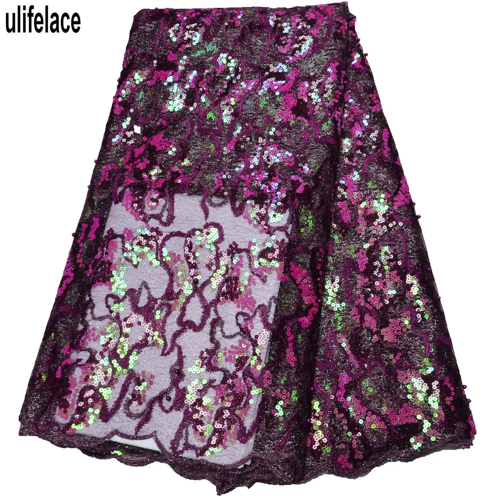 

White Wedding French Lace Fabric With shinning color Sequins African Mesh Lace Fabric Milk Silk For Party Dress F4-2888