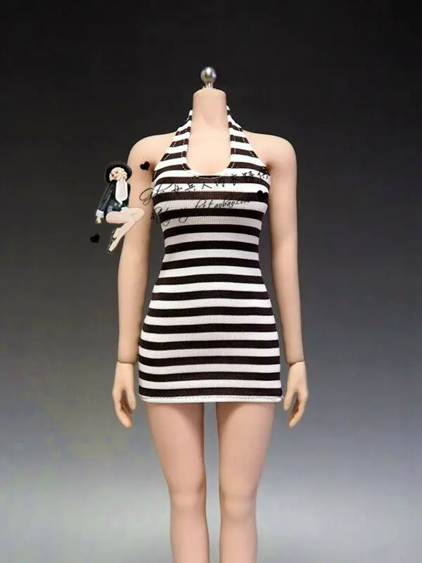 

[1:6 Scale Clothes] Black and white stripe package hip skirt F12" PH Female Doll
