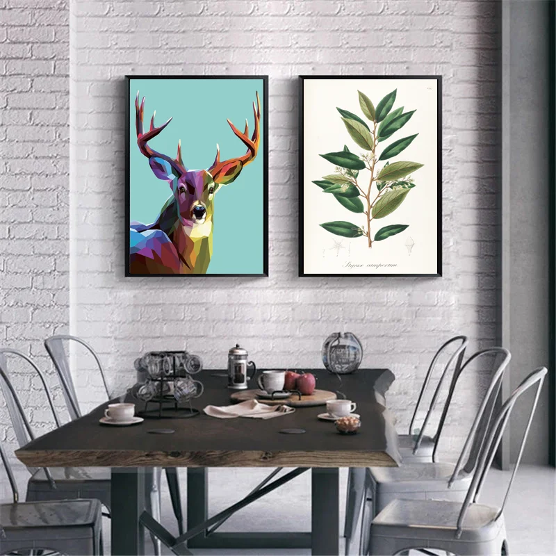 

Nordic Abstract Geometric Deer Canvas Painting Posters and Prints Gallery Wall Art Pictures for Living Room Interior Home Decor