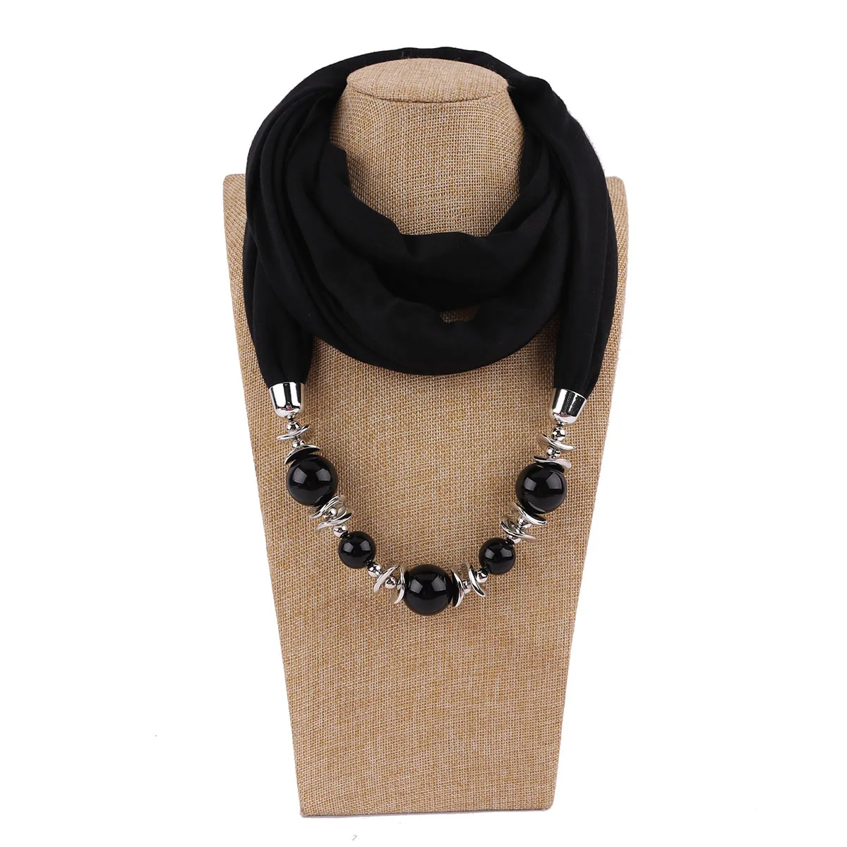 

Solid Color Jewelry Statement Necklace Pendant Scarf Women Bohemia Neckerchief Foulard Femme Accessories Hijab Stores Ring Scarf