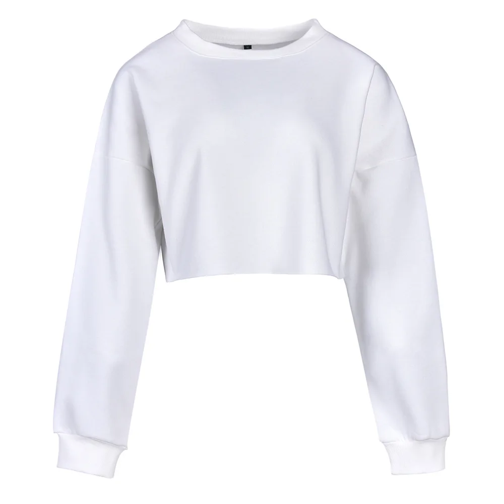 

Solid Color Long Bat-Sleeves Round-Neck New Autumn Hoodie Women European and American Casual Fashion All Matching Tops