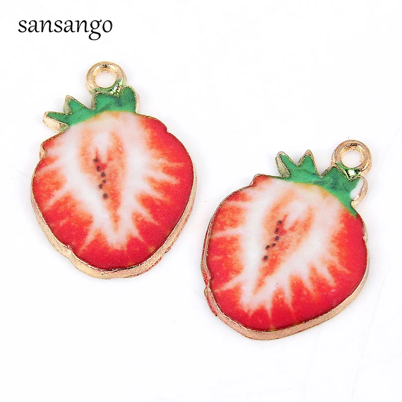 Strawberry 3 10 шт., новинка, браслет, золото, ананас, фрукты, сплав, подвески, бусины, подходят для женщин, девушек, ювелирные изделия, аксессуары для изготовления - Окраска металла: Strawberry 3