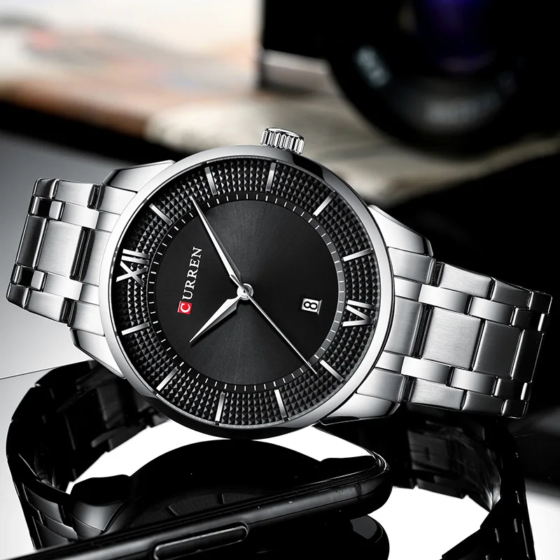 Часы для мужчин Curren Ультра тонкий дизайн Необычные кварцевые часы мужские