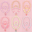 Модный детский комплект украшений, Мультяшные Красочные акриловые бусины, кулон под углом, милый браслет на свитер, подарки для девочек, игрушки