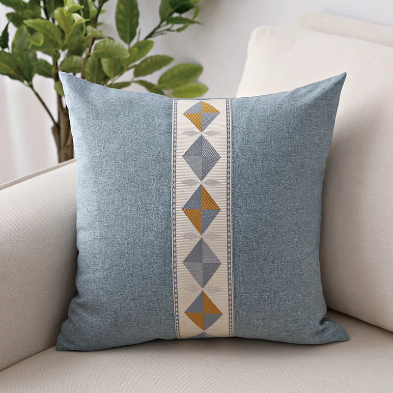 

Geometric Embroidery Ethnic Linen Pillow, Household Goods Sofa Art Office Waist Pillow Throw Pillows Home Decoration