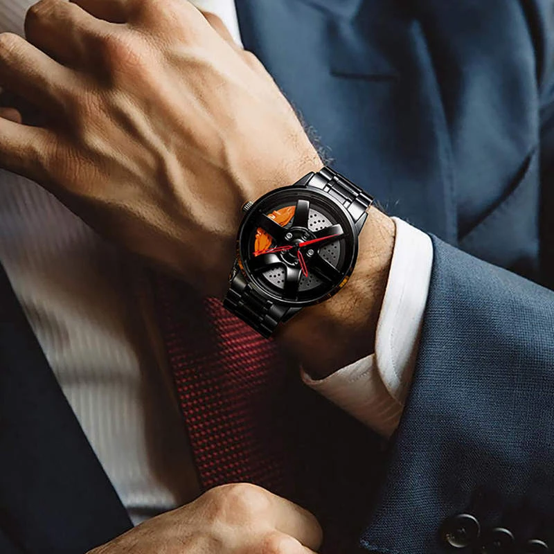 

NIBOSI Men Car Wheel Watch Sport Waterproof Men's Watches Custom Design Rim Hub Wrist Creative Quartz Watch Relogio Masculino