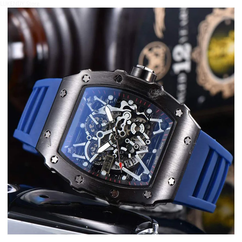Модные Роскошные мужские часы кварцевые Дизайнерские наручные с резиновым