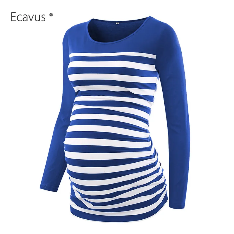 

Одежда для беременных женские блузки для беременных с коротким рукавом и круглым вырезом полосатые рубашки для беременных Одежда для берем...