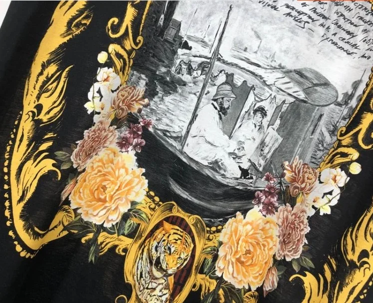 

20ss brand new fashion floral tiger crown gothic diamond print cotton tee for men