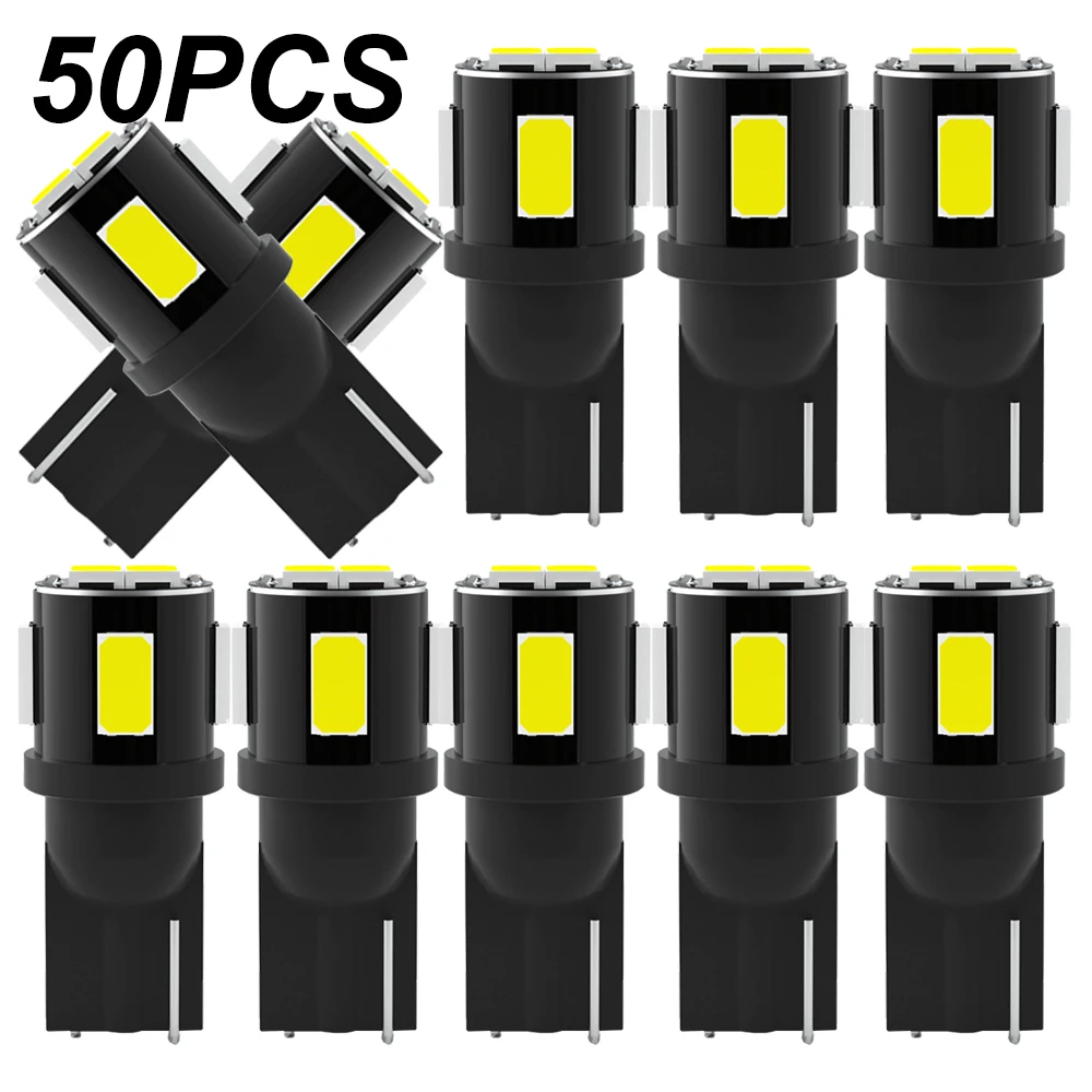 

50Pcs T10 Led Canbus W5W Led Bulbs 168 194 6000K White Signal Lamp Dome Reading License Plate Light Car Interior Lights Auto 12V