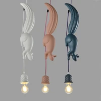nordic designer resin squirrel led chandelier restaurant bedroom bar decorative pendant lamp suspension e27 creative chandelier