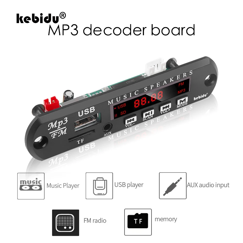 Kebidu Новый Популярный пульт дистанционного управления WMA USB FM AUX TF Радио MP3 декодер