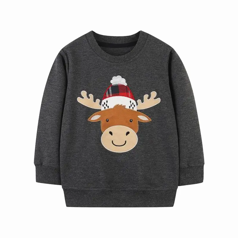 

Little maven Children Grey Sweater with Christmas Elk Boys and Girls Autumn Clothes for Lovely Kids 2 to 7 years