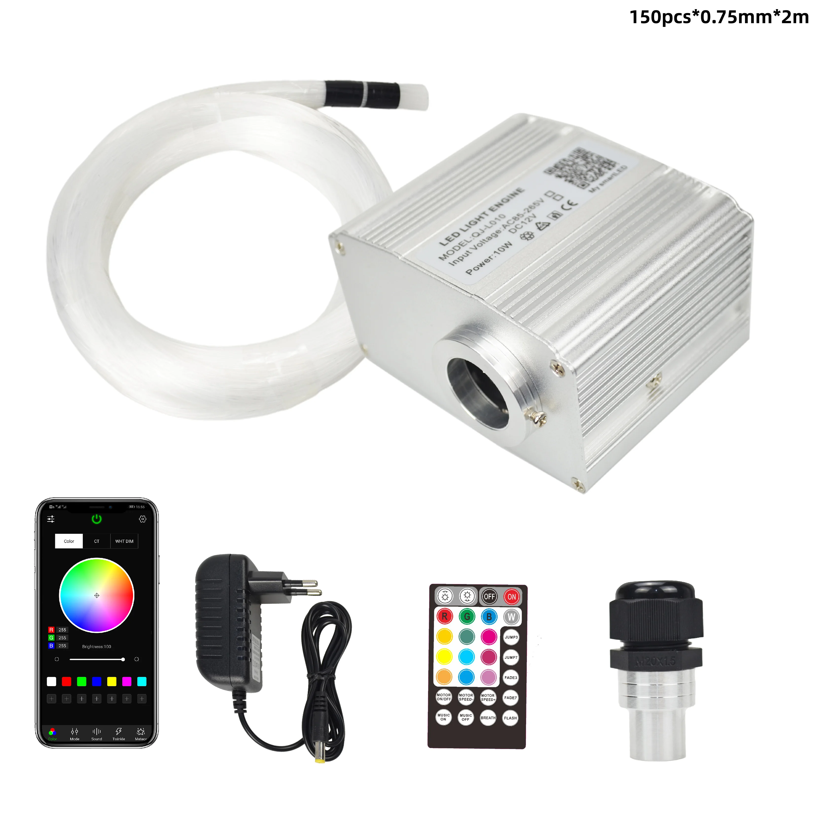 

Smartphone APP Control Fiber Optic Light 10W Twinkle Effect Bluetooth & Music Control RGBW LED Lights Kit Star Ceiling Lighting