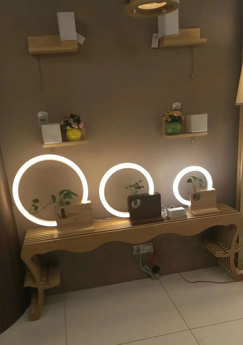 

Tafellamp Lampada De Mesa Lamparas Madera Led Luminaria Table Lamp Circle Abajur Wood Plant