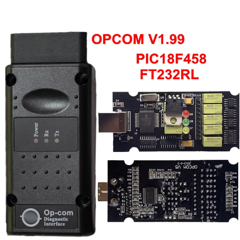 OBDIICAT V1.99 OPCOM V1.95 Профессиональный диагностический инструмент для Op-e/l OP COM OP-COM с PIC18F458 прошивкой V1.95Auto сканер - Цвет: V1.99 Black Board