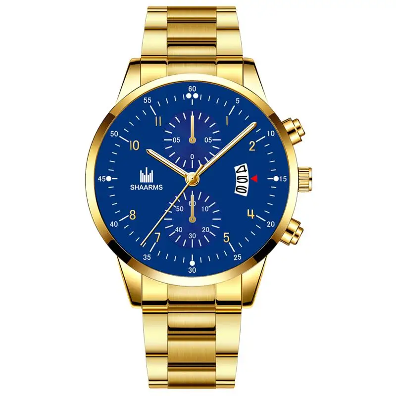 2019 роскошные золотые мужские часы из нержавеющей стали аналоговые кварцевые