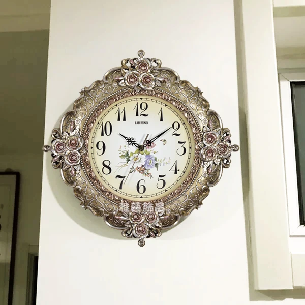 

Vintage Wall Clock Silent Simple Creative Nordic Quartz Rural Flower Wall Clock Abstract Duvar Saati Decoration Home XX60WC