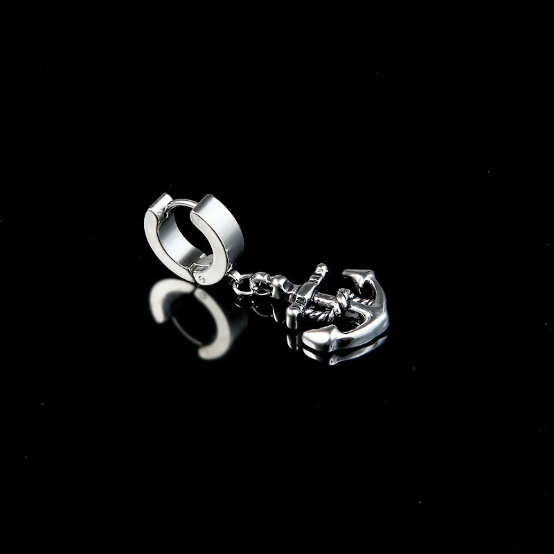 

Hip Hop Jewelry Rock Punk Stud Earrings For Men Women Ship Anchor Dangle Stainless Steel Earrings Piercing Party Gift