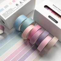 8pcsbox basic color washi tape simple lattice hand account kawaii masking tape school office supplies stationery