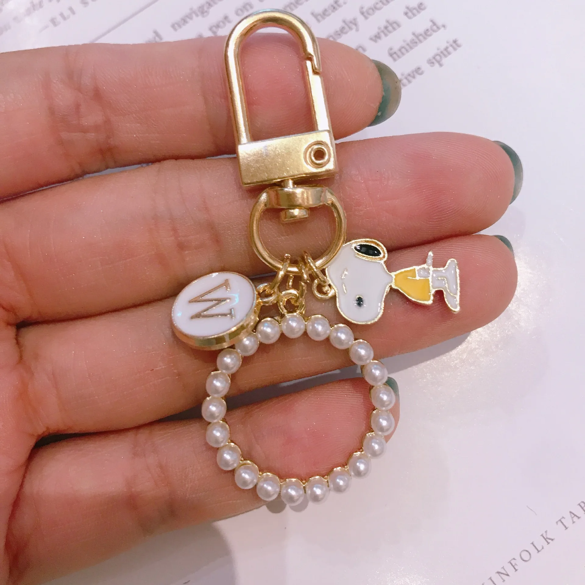 

New Cute Protection Set Pendant Key Chian Love Angel Pearl Key chians Couple Gift Bag Pendant Small Gift Key Ring