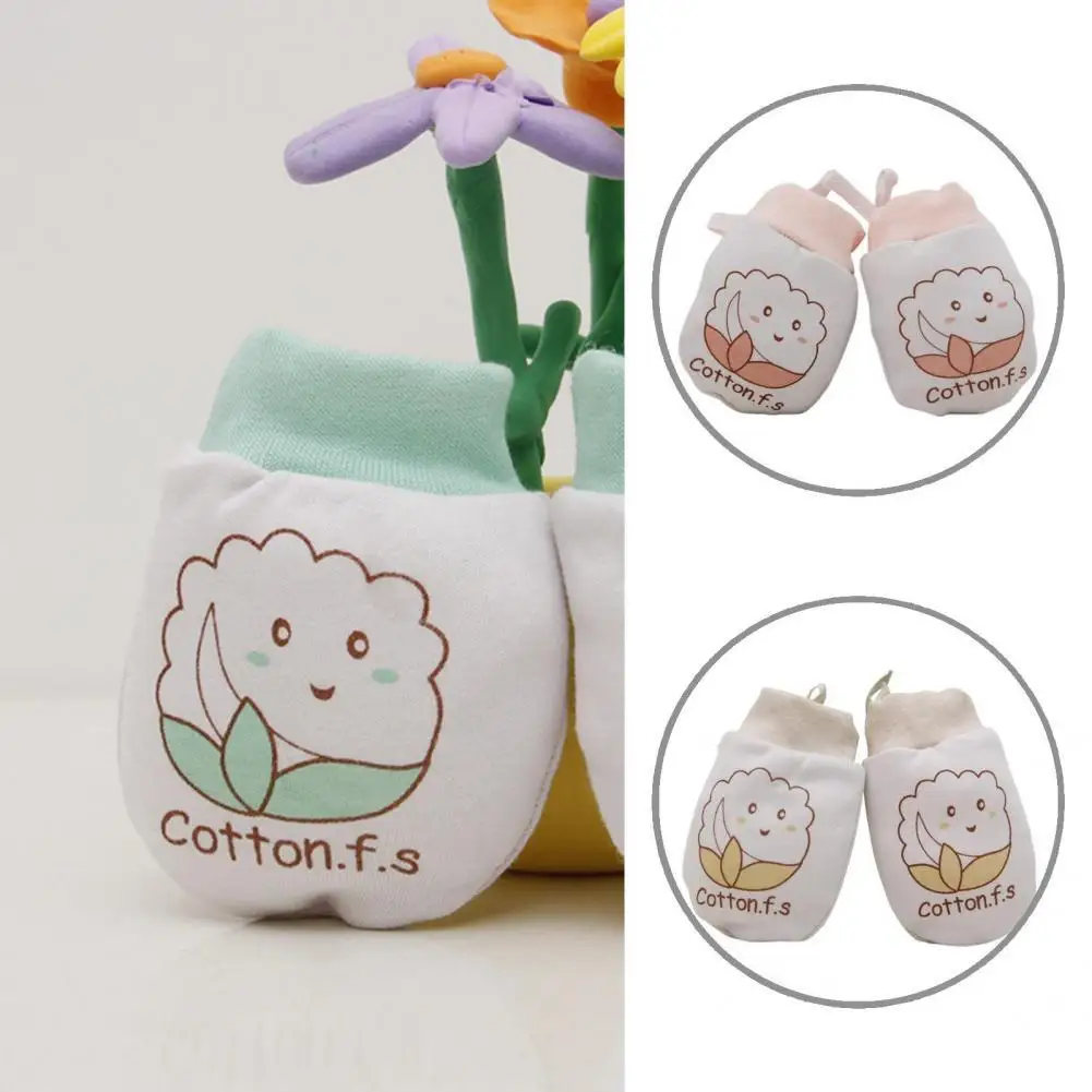 

Warm 1 Pair Cozy Baby No Scratch Cotton Mittens Anti-eat Baby Gloves Lovely Pattern for Autumn