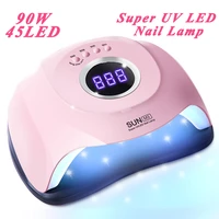 led nail lamp 90w nail dryer sun uv lamp for manicure machine with 45 pcs leds gel lamp for drying nails polish with lcd display