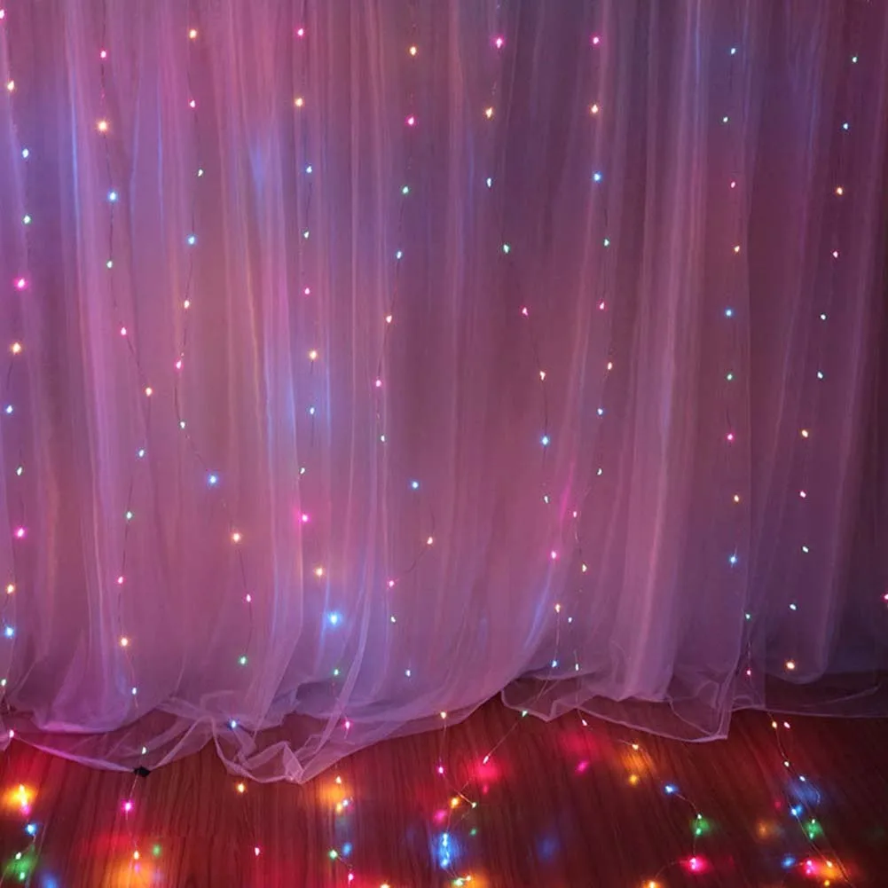 

LED Fairy Lights Garland Curtain Lamp Remote Control USB String Lights New Year Christmas Decorations for Home Bedroom Window