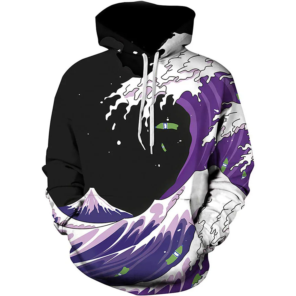 

2021 new 3D cartoon cute animation film couple Hoodie black and white vortex abstract black and white pattern