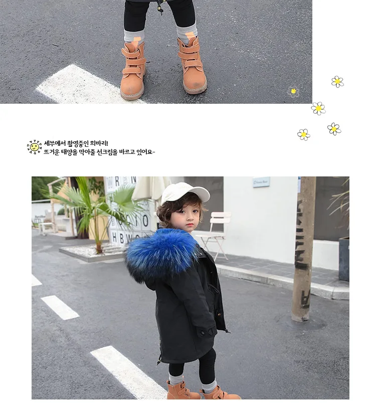 Army Green Coat Fur Jacket Girls Winter Clothes Rabbit Fur Kids Parkas Real Raccoon Fur Hooded Children Jacket For Girls TZ90