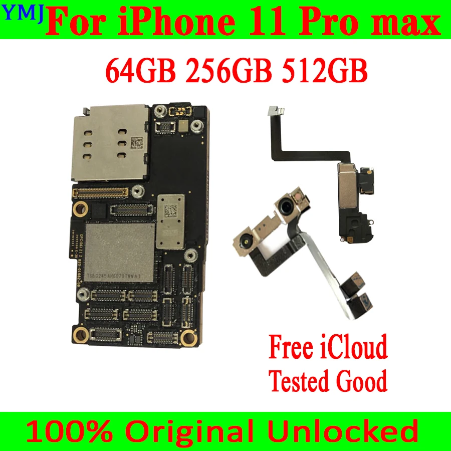 

64GB 256GB 512GB For IPhone 11 Pro Max Motherboard Original Unlock Clean Icloud Logic Board Support IOS Update Mainboard