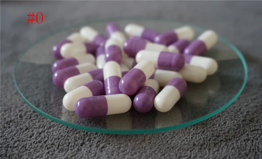 

5000pcs High Quality Empty Purple and White Refillable Capsules,DIY Hollow Gelatin Capsules ,0 Size Joined or Separated Capsules